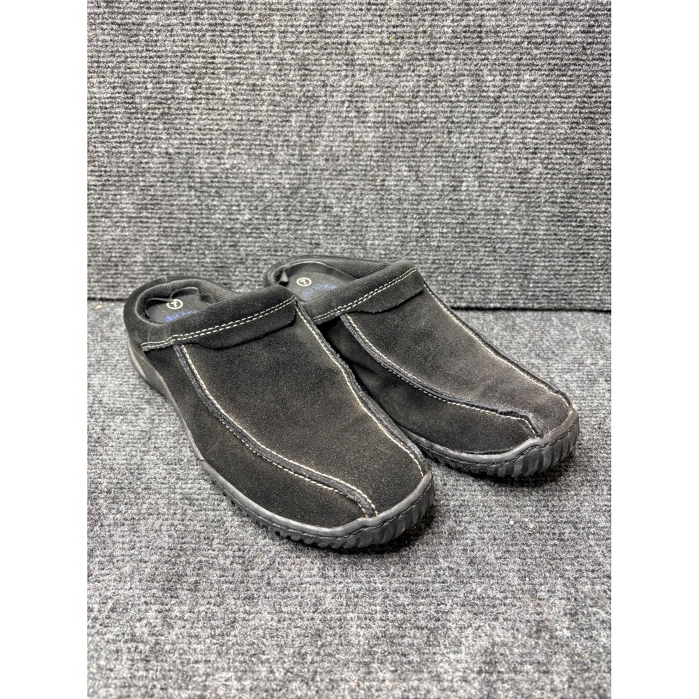 Dr Scholls Womens Black Suede Mules Clogs Double Air Pillo Comfort Shoes Size 7